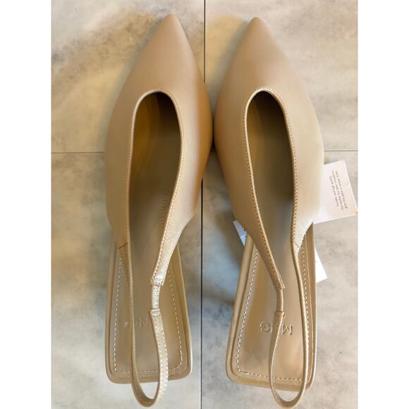MANGO MNG Women’s Kitten Heel Leather Shoes Slingback Beige Size 8.5 NWOB - Picture 5 of 9